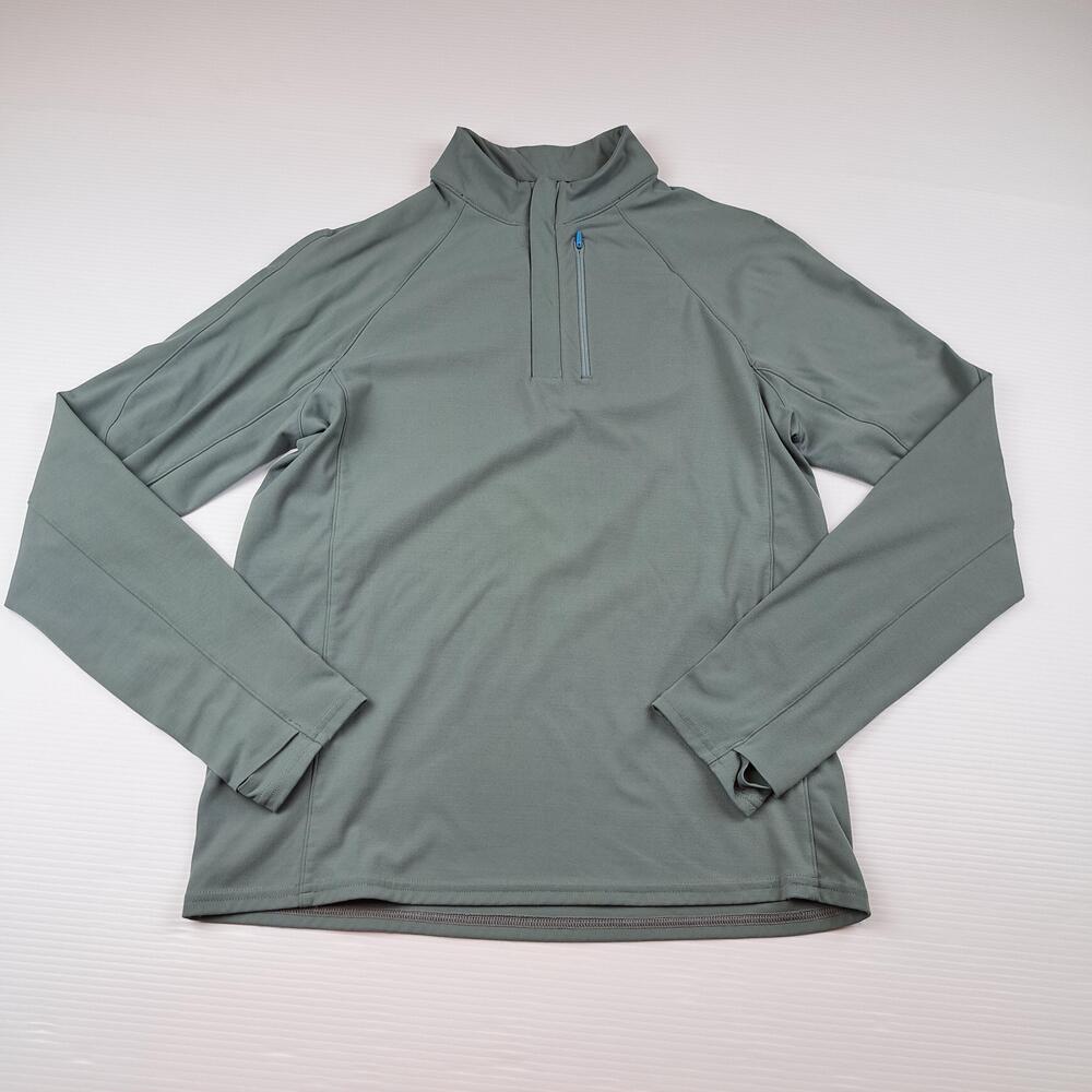 Janji Shirt Mens Small Green 1/4 Zip Mock Neck Long Sleeve Running Top Pullover